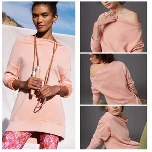 Anthropologie Pilcro Donna Coral Sweatshirt Tunic Pullover Cotton Slouchy Small